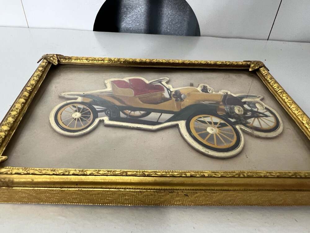 Vintage Antique Car Dimensional Wall Art Framed Decor